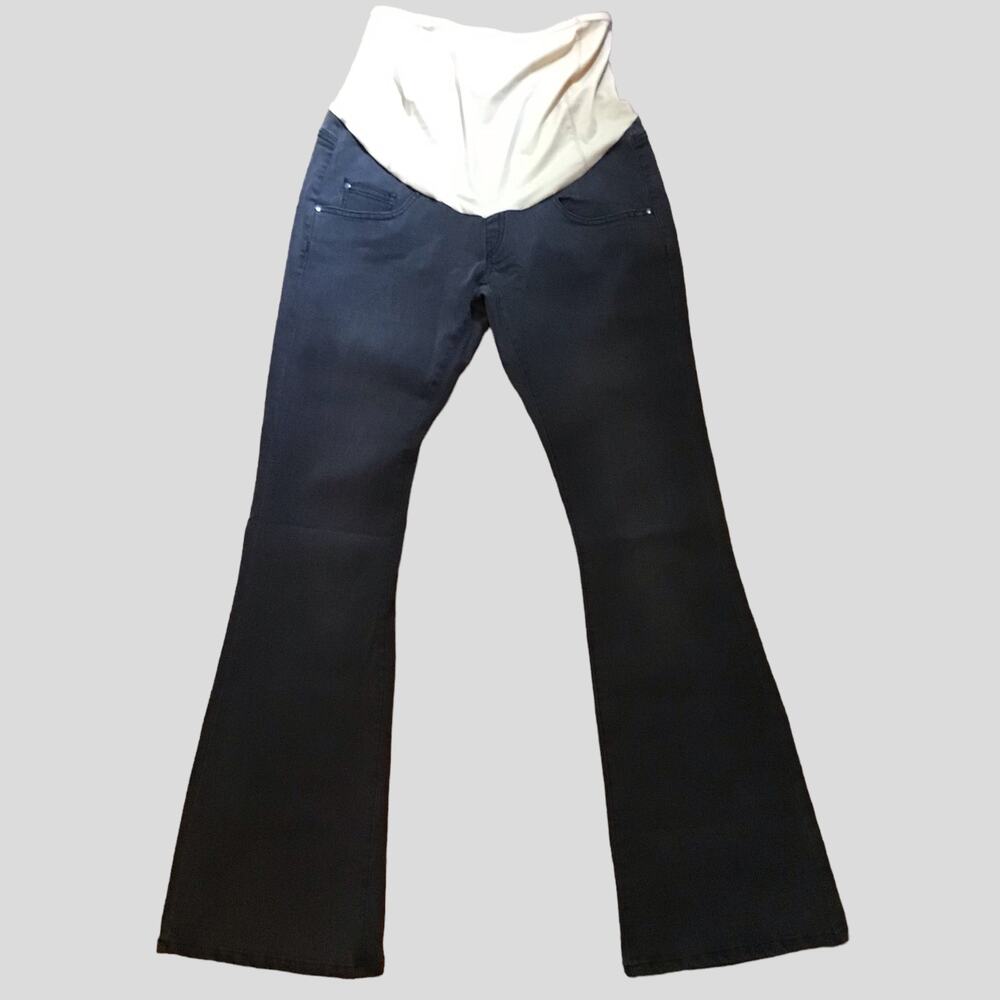 Kimi + Kai Maternity Jeans Women Sz. 28x33 NWT Grey/ Nude panel Flare Leg (flaw)